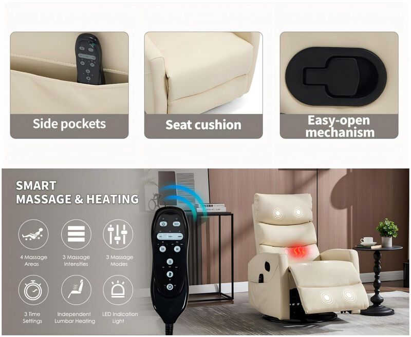 Pobeld Heat Massage Manual Recliner Chair image number 3