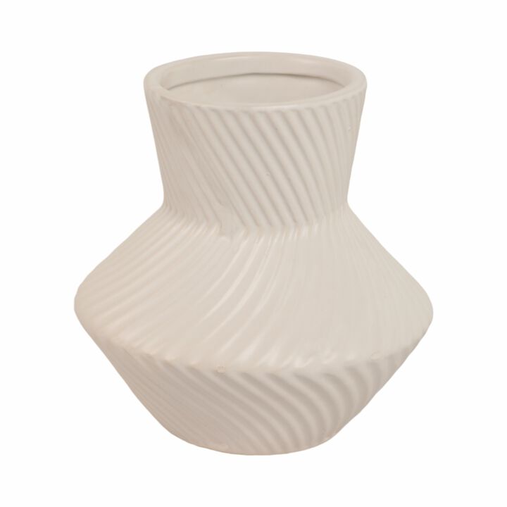 8" Modern Totem Vase, Cream