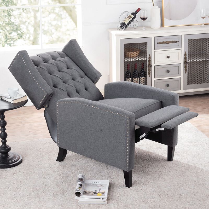 Olympia Bay, Inc. - 27.16" Wide Manual Wing Chair Recliner; Dark Gray image number 3