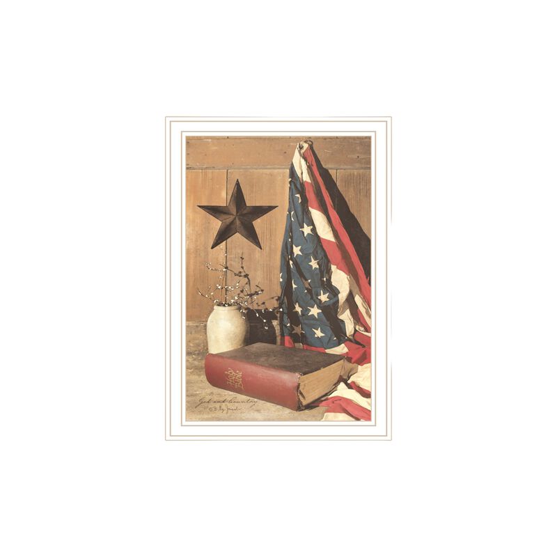 HomeRoots Set Of Two Star Spangled Night God And Country White Framed Wall Art image number 3