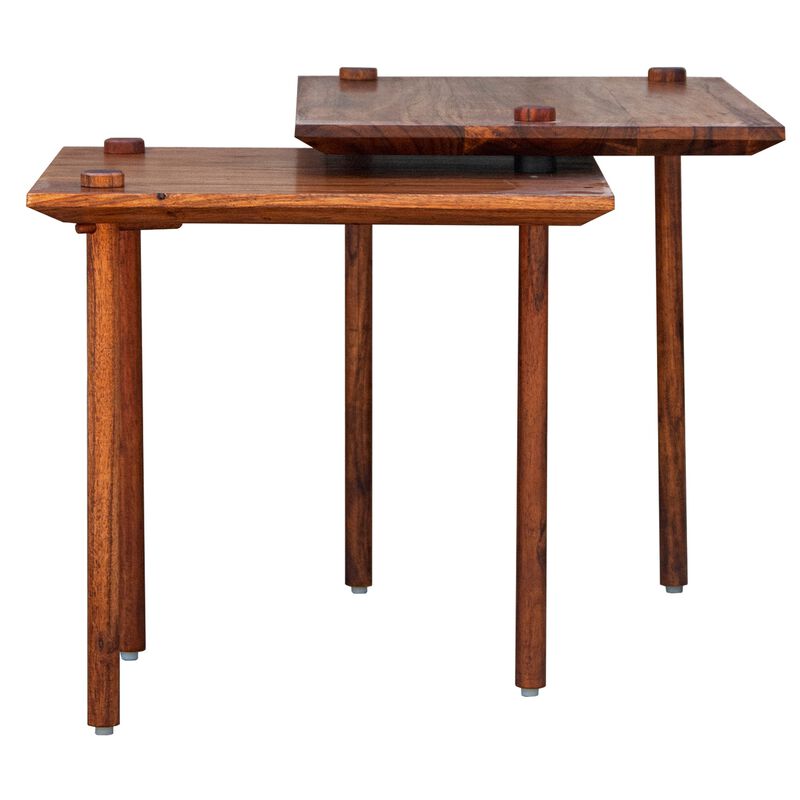 18 Inch Rectangular End Table with Pull Out Extension and Grain Details, Brown-Benzara image number 8