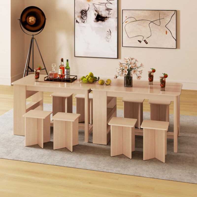 Hivvago 5 Pieces Dining Table Set with Storage Shelf and 4 Stools