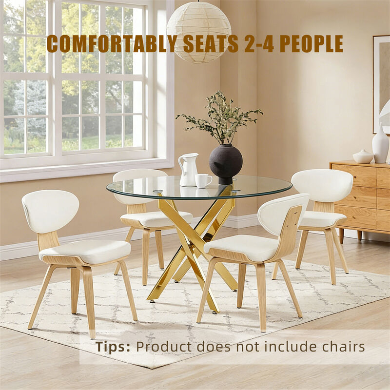 35.43 inches Modern Round Glass Table with Silver Frame image number 5