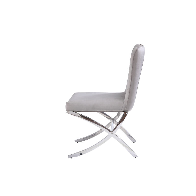 Daire Side Chair (Set-2) in Velvet & Chrome