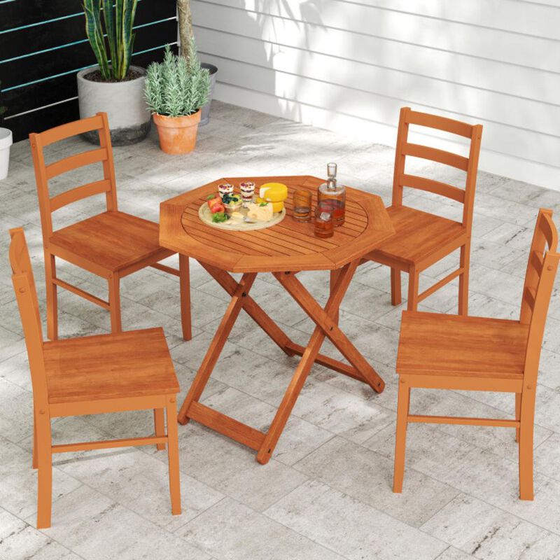 Hivvago Octagon Folding Patio Table with 2 Inches Umbrella Hole