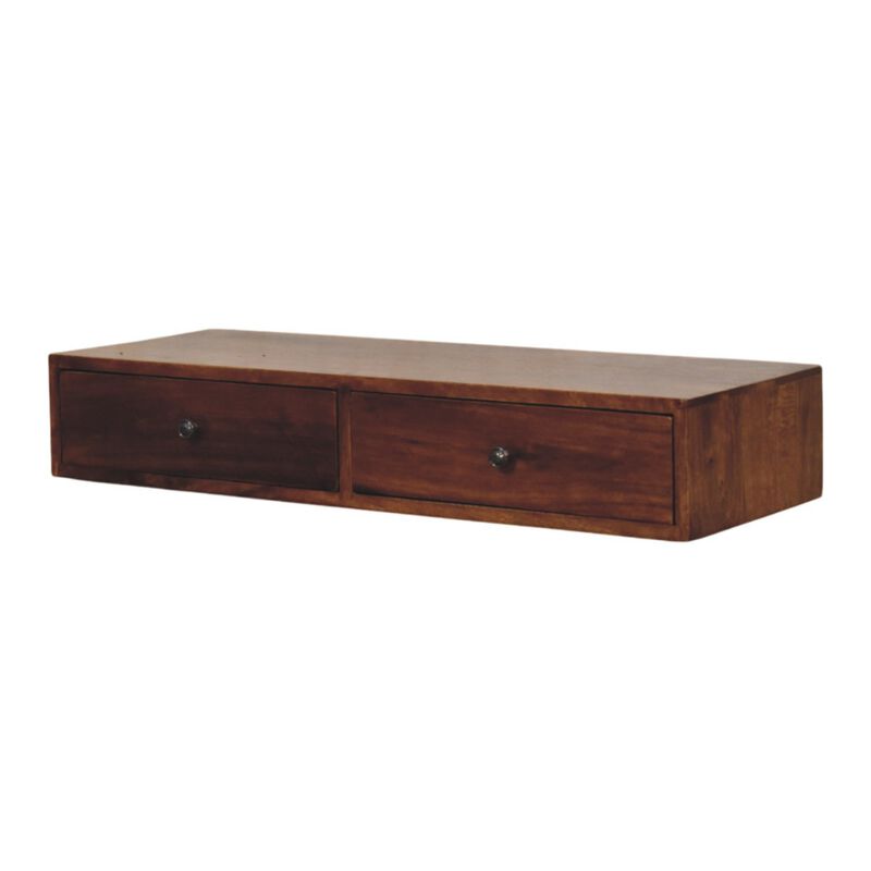 Artisan Furniture Solid Wood Lunar 2 Drawer Chestnut Wall Mounted Console