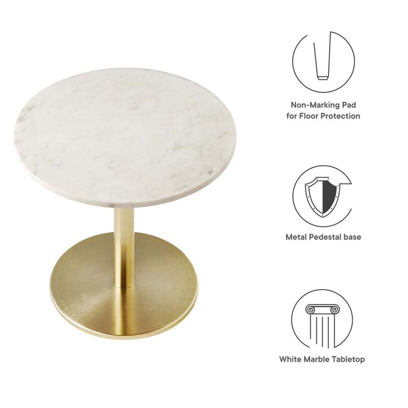 Modway Viva Round White Marble Side Table