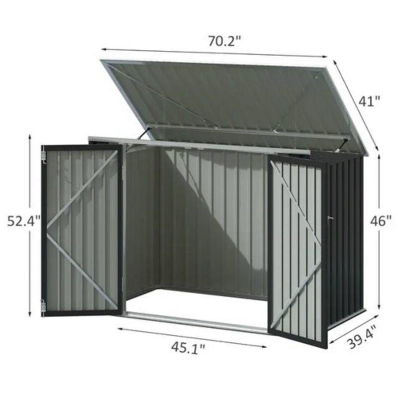Outdoor Galvanized Steel Garbage Trash Can Storage Shed for Yard Organization