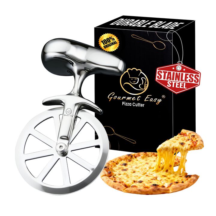 Gourmet Easy Pizza Cutter Stainless Steel Ultra Durable Non-Slip Ergonomic Easy Clean