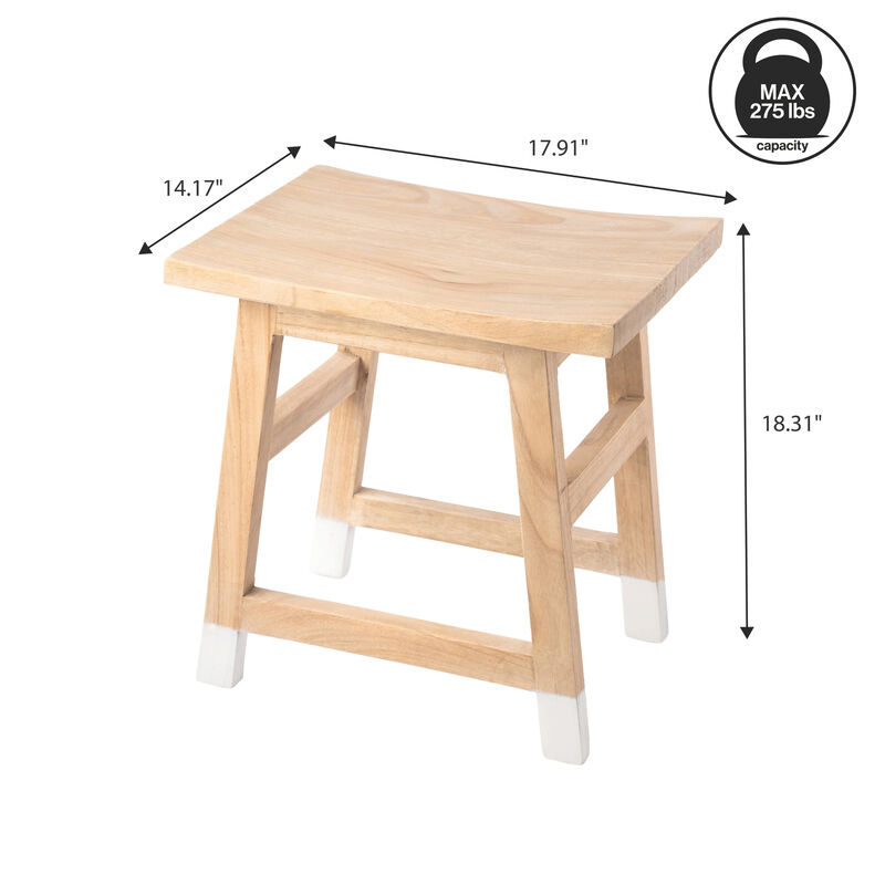 Finesse Classic Casual Handcrafted Solid Mindi Wood Accent Stool with Tipped Legs image number 3