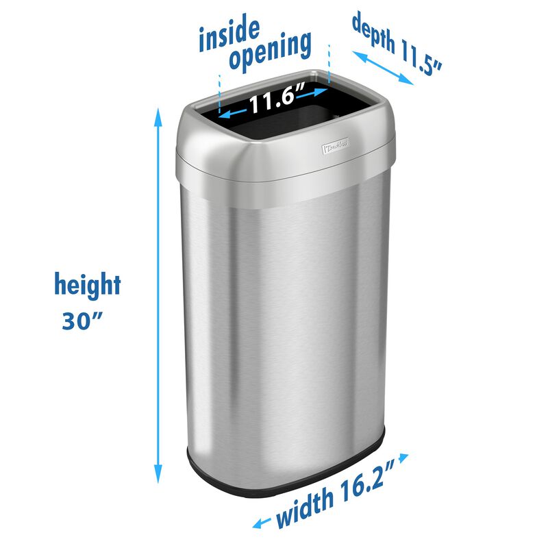 iTouchless 16 Gallon / 60 Liter Elliptical Open Top Trash Can