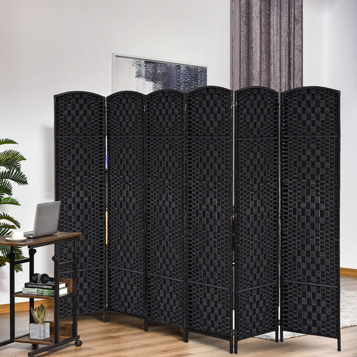 Hivvago Portable 6-Panel Wicker Room Divider for Bedroom or Office
