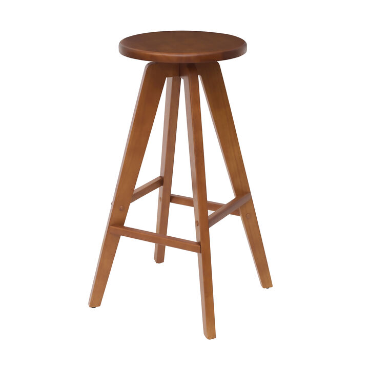 Ceren MidCentury Industrial Round Solid Wood Backless Stool