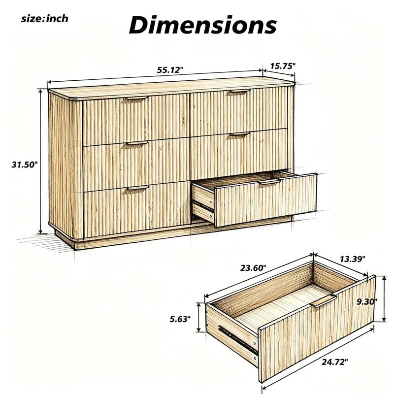 Parjux 6-Drawer Dresser image number 8