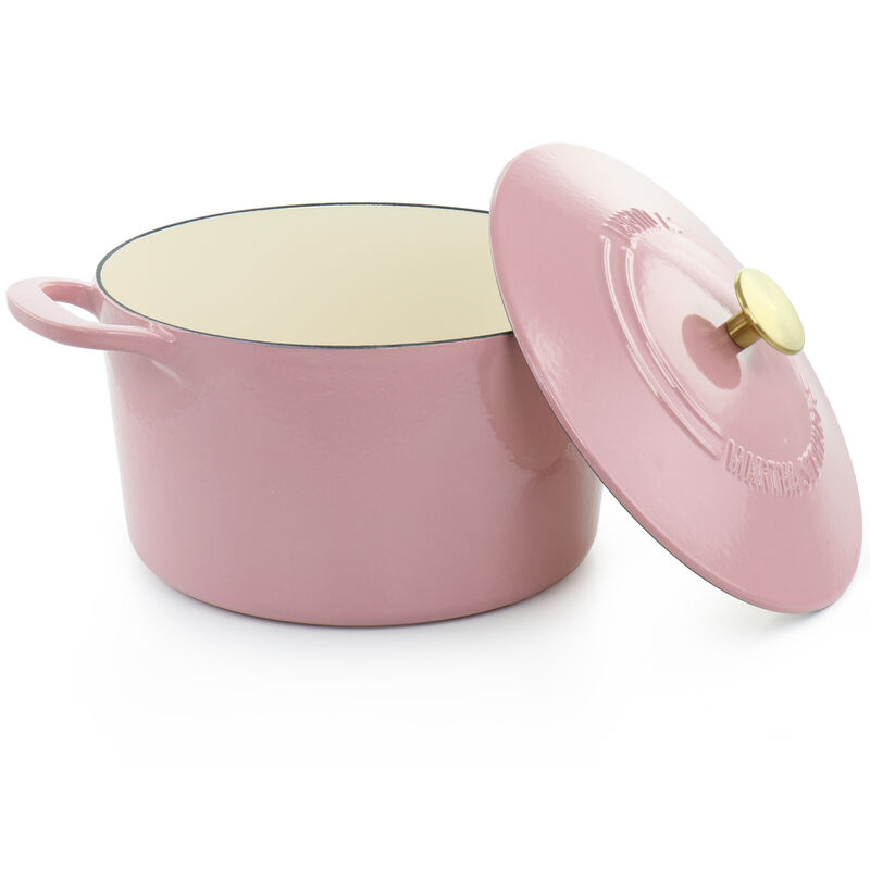 Martha Stewart 7 Quart Enameled Cast Iron Dutch Oven with Lid in Pink