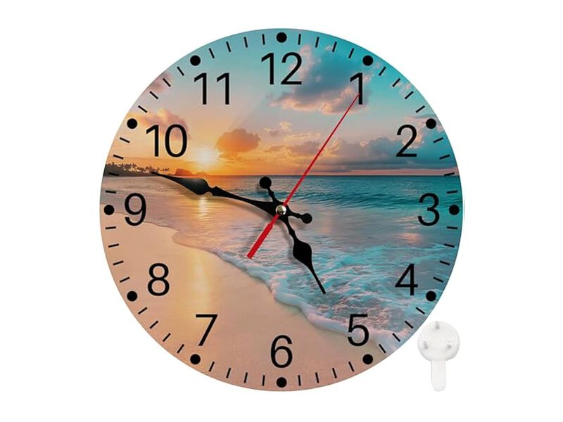 Sea Beach Blue Sky Sand Wall Clock 10 Inch Silent Non Ticking Battery Operated image number 0