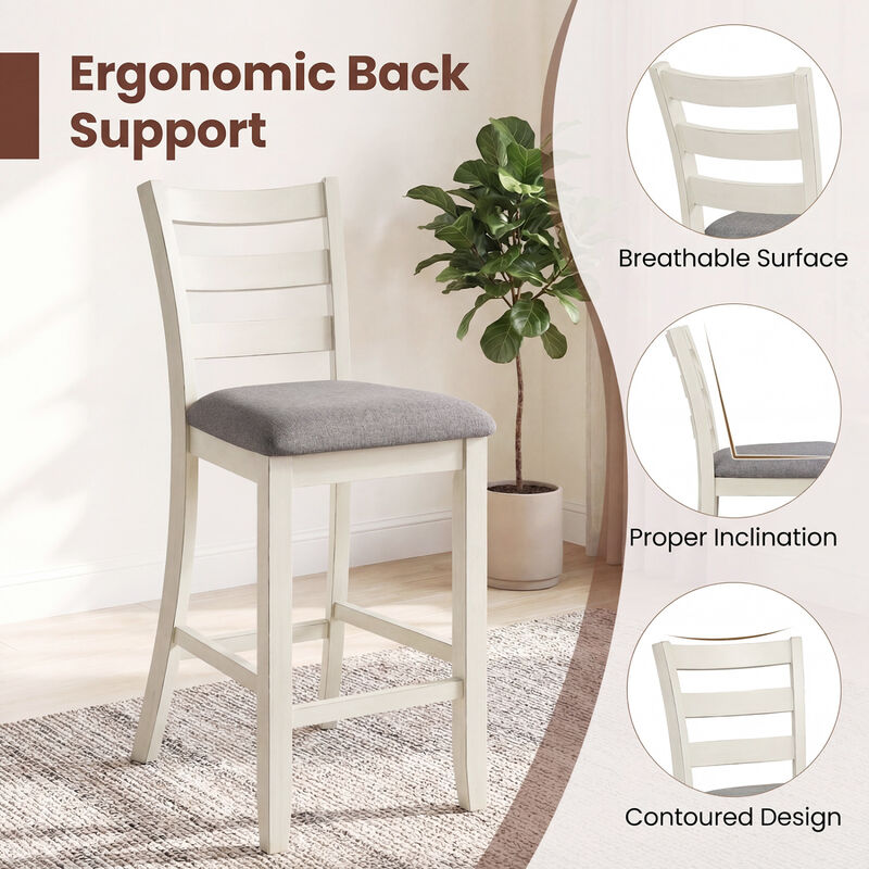 Set of 4 Counter Height Dining Chairs with Fabric Seats and Wood Legs image number 4