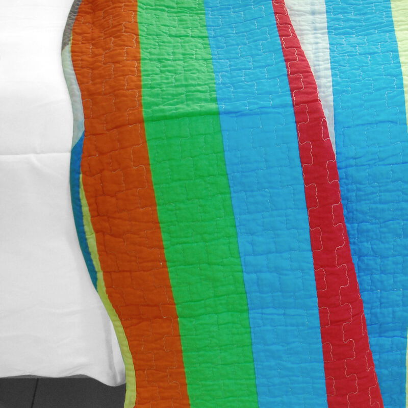 3PC Cotton Vermicelli-Quilted Printed Quilt Set Soft Lightweight Bedding image number 4