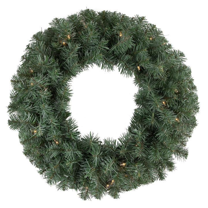 Pre-lit Colorado Blue Spruce Artificial Christmas Wreath  24-Inch  Clear Lights