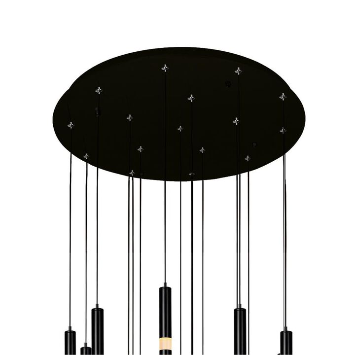 Flute 16 Light LED Chandelier With Black Finish