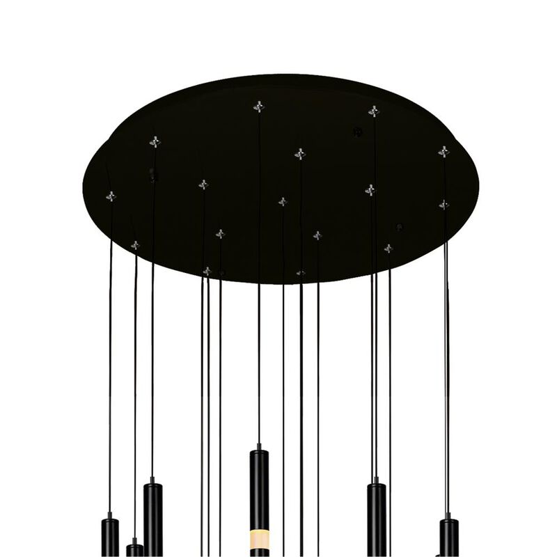Flute 16 Light LED Chandelier With Black Finish