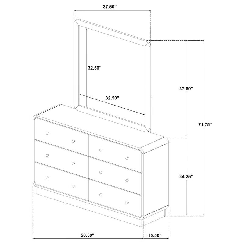 Coaster Co. of America Cavelle 6-drawer Dresser and Mirror Black image number 1
