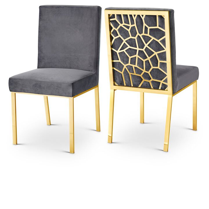 Meridian Furniture Opal Grey Velvet Dining Chair, Set of 2