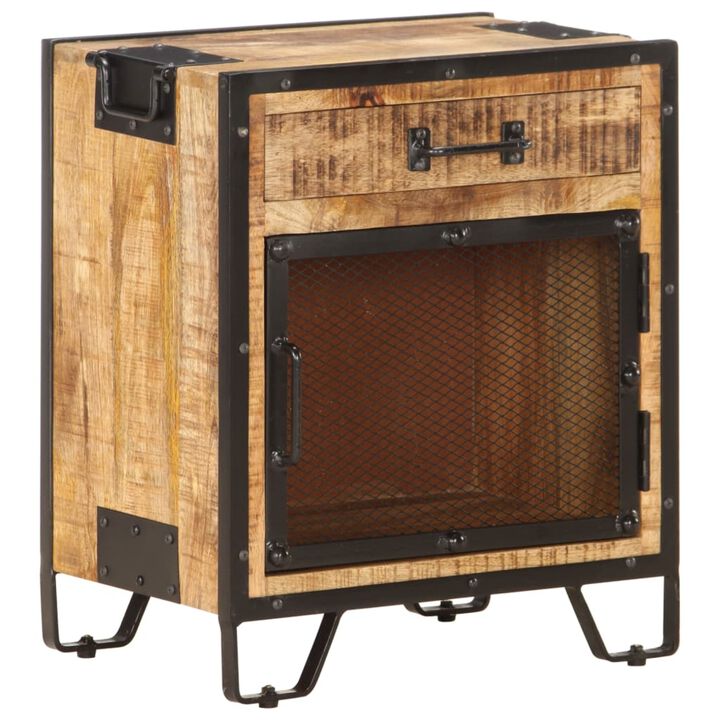 vidaXL Bedside Cabinet 16.9"x11.8"x20" Solid Rough Mango Wood