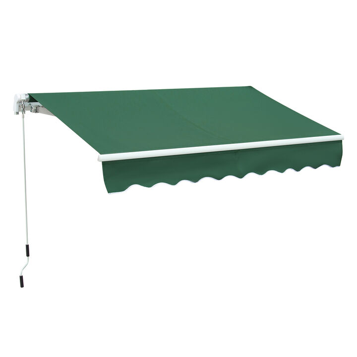 8'x7' Manual Retractable Sun Shade Shelter Outdoor Patio Awning Canopy Green