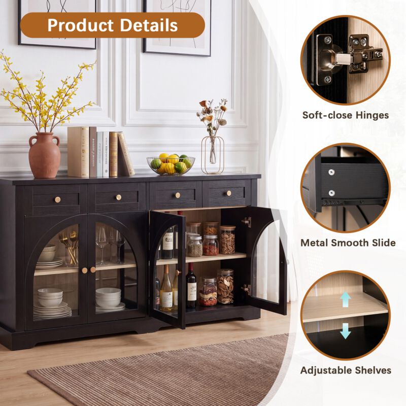 Semkit Farmhouse Arched Glass Door Sideboard Cabinet image number 4