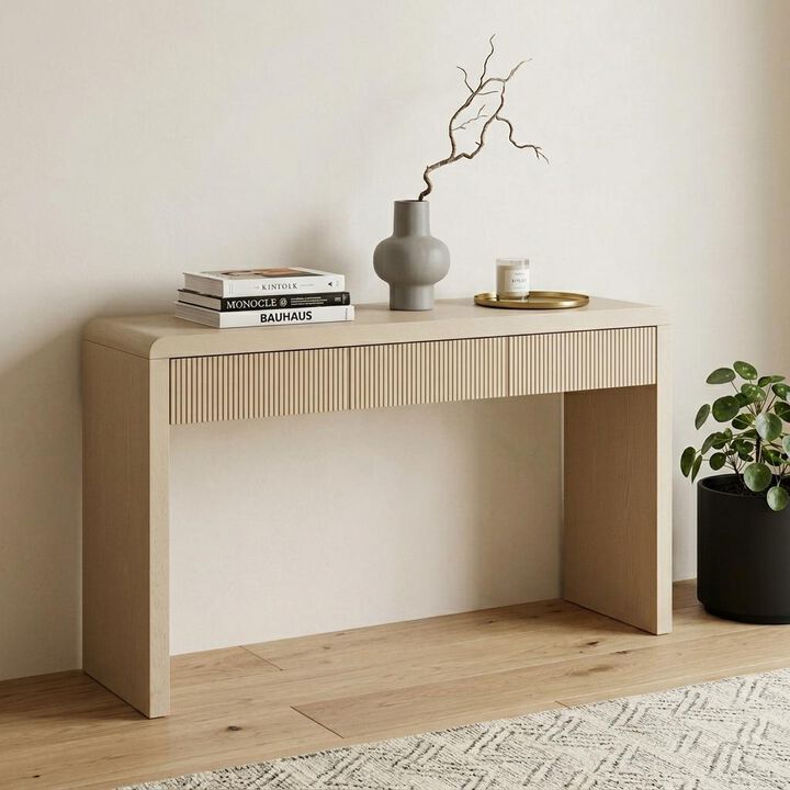 HomeRoots 55" Black Wood Double Pedestal Console Table With Three Drawers