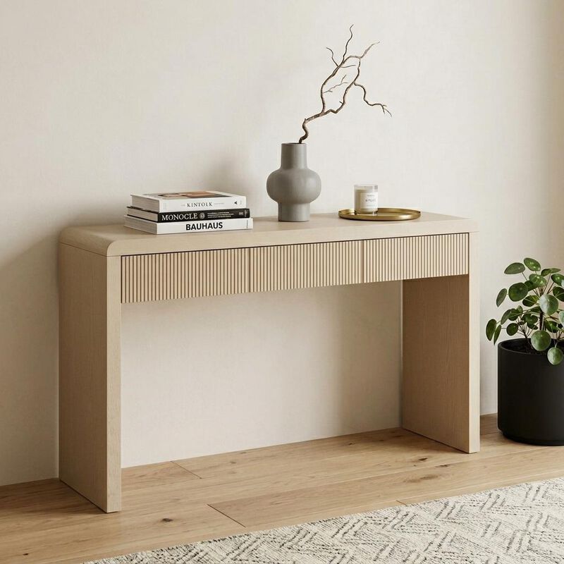 HomeRoots 55" Black Wood Double Pedestal Console Table With Three Drawers image number 1