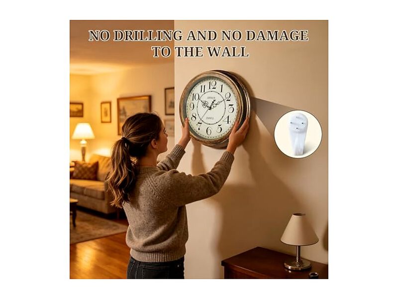 Vintage Retro Wall Clock 14 Inch Silent Non Ticking Battery Operated image number 3