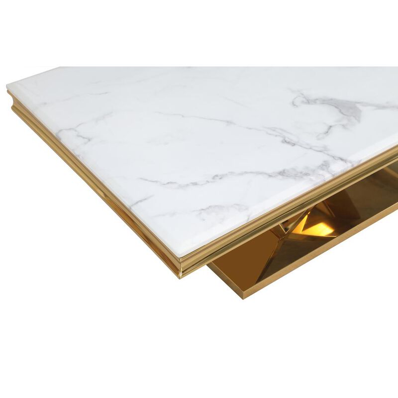 Best Master Furniture Blythe Stone Marble Laminate Gold Coffee Table