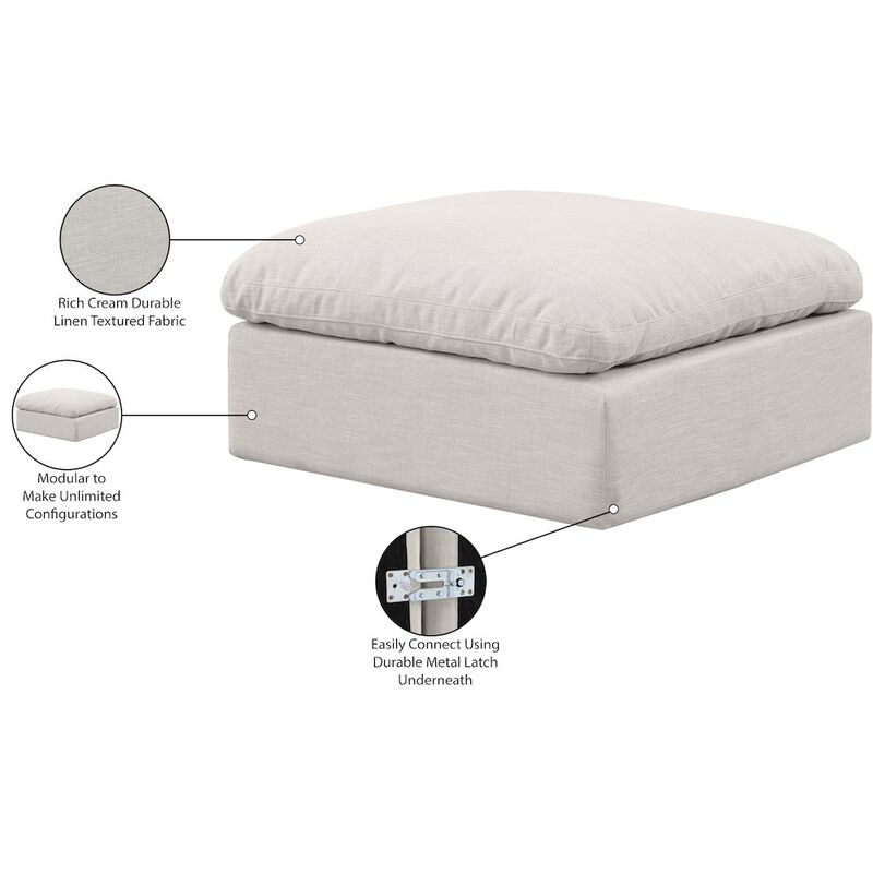 Meridian Furniture Indulge Linen Textured Fabric Ottoman