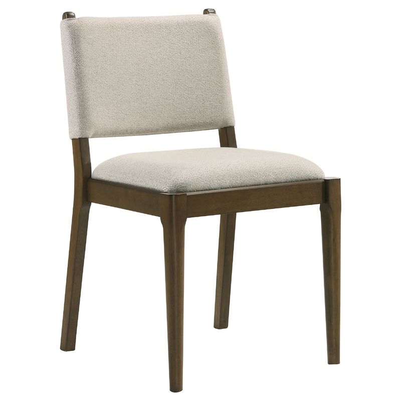 Clera Upholstered Dining Side Chair, Tie Details, Set of 2, Brown Wood image number 2