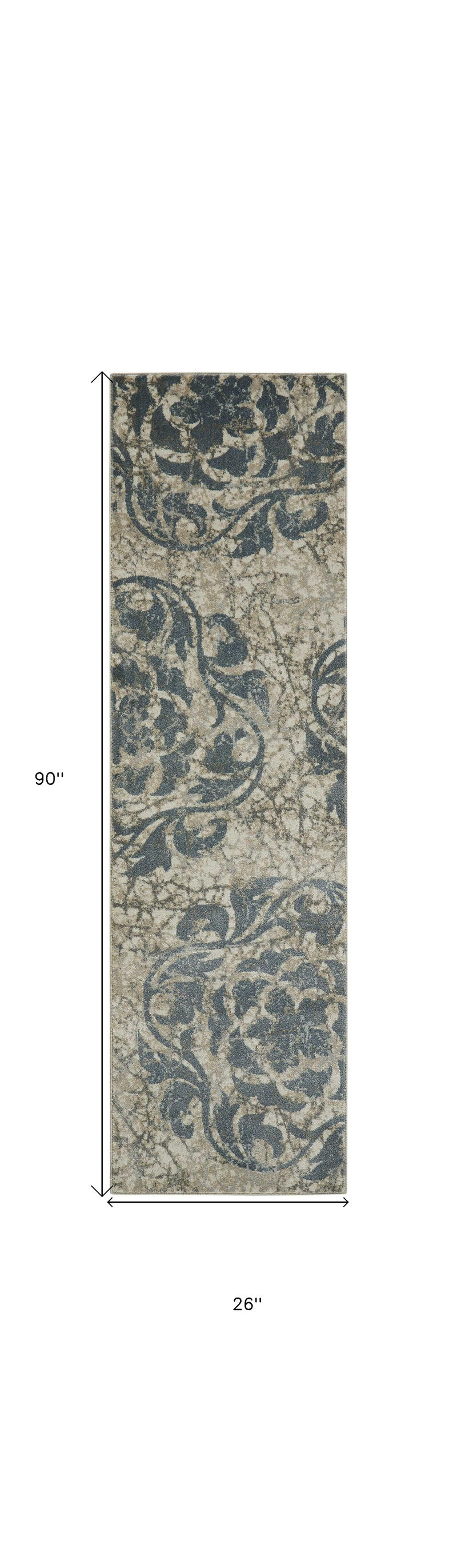 HomeRoots Floral Distressed Non Skid Runner Rug image number 2