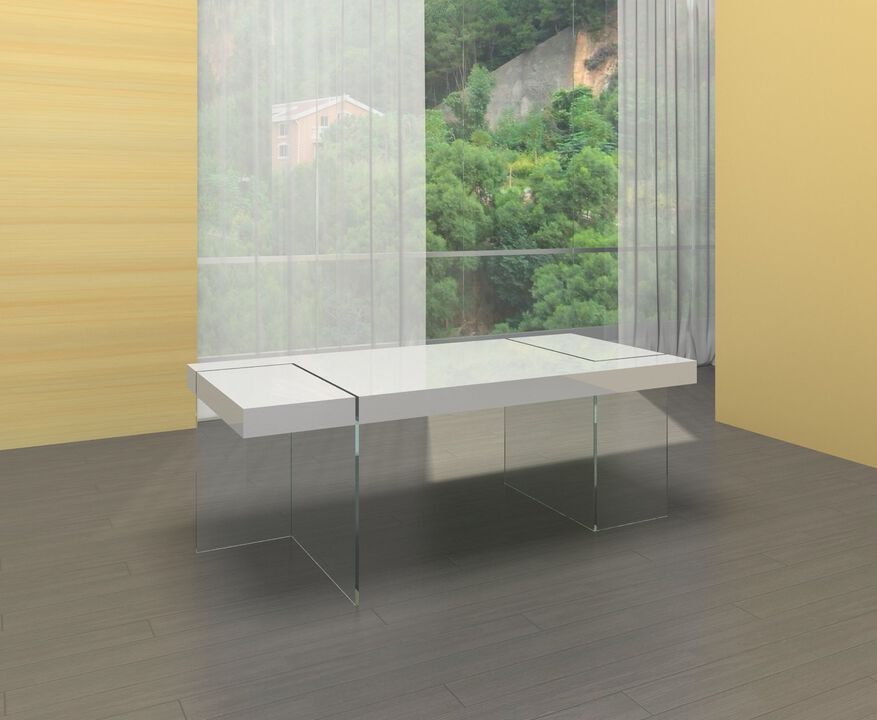 DINING TABLE,WHITE LACQUER,79"X39.5"X29.5"