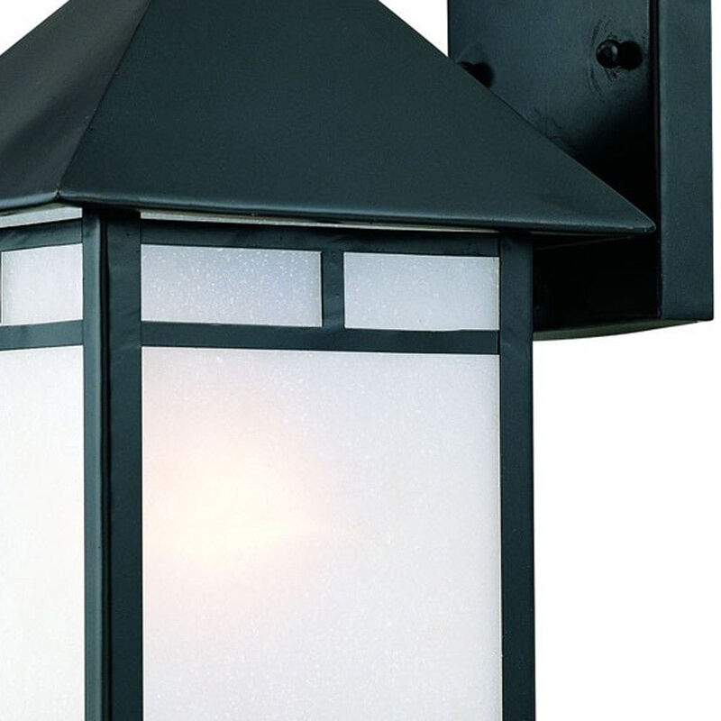 Homezia Black Frosted Glass Lantern Wall Light