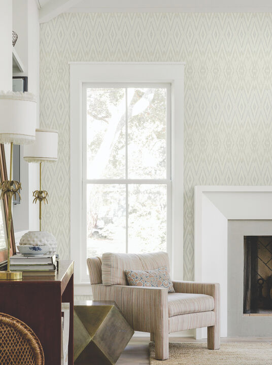 Diamond Marquise Blue & Neutral Wallpaper