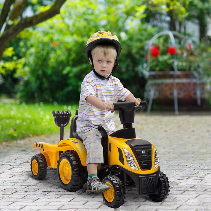 BreeBe Caterpillar Licensed Ride-On Construction Toy with Shovel & Trailer, No Power Ride-on Tractor