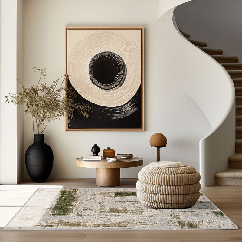 Rug Branch Silvan Contemporary Abstract Green Beige Indoor Area Rug