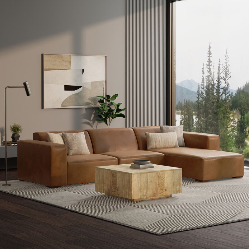 Rex Right-Facing Modular Sectional Sofa in Genuine Leather