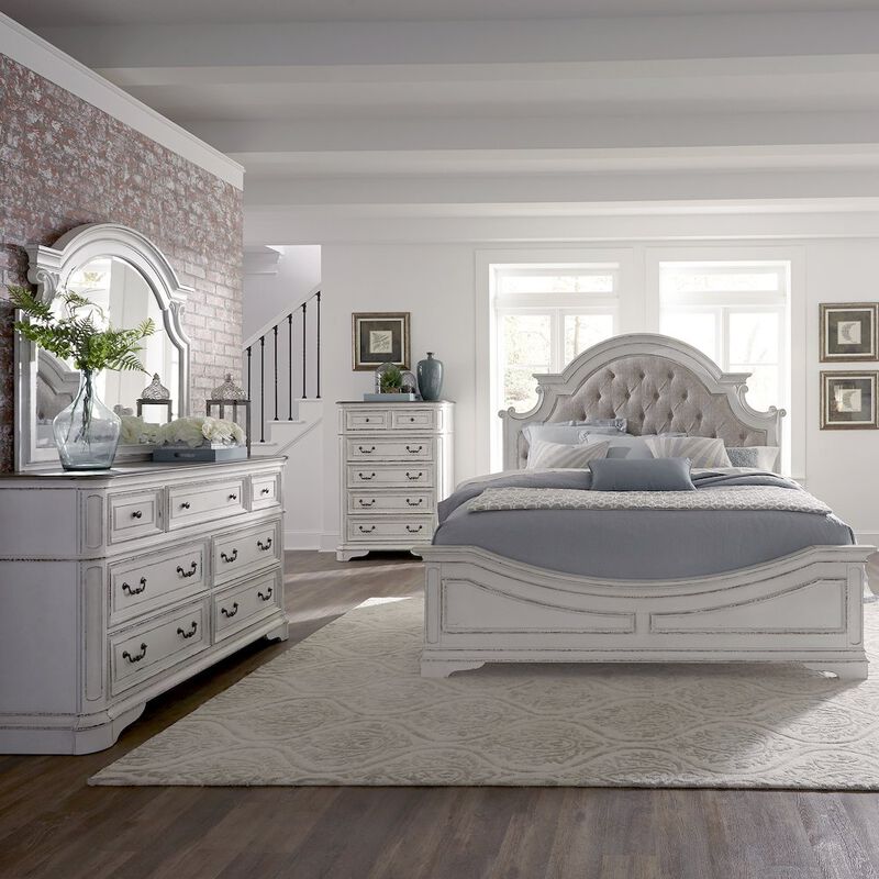 Liberty Furniture Magnolia Manor King California Upholstered Bed, Dresser & Mirror, Chest image number 3