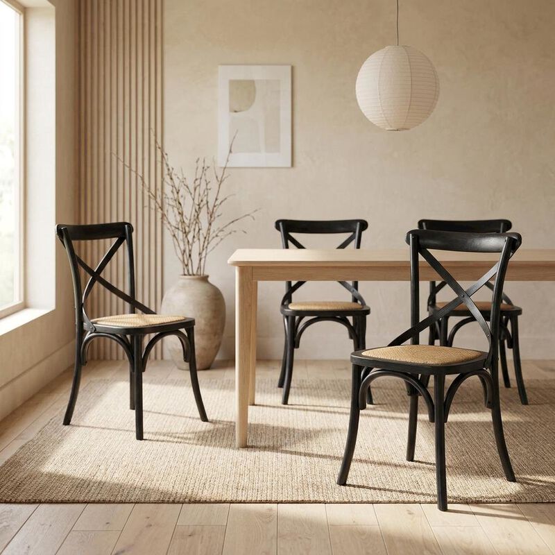 Wooden Dining Side Chairs for Dining Room, Natural, Set of 4 image number 6