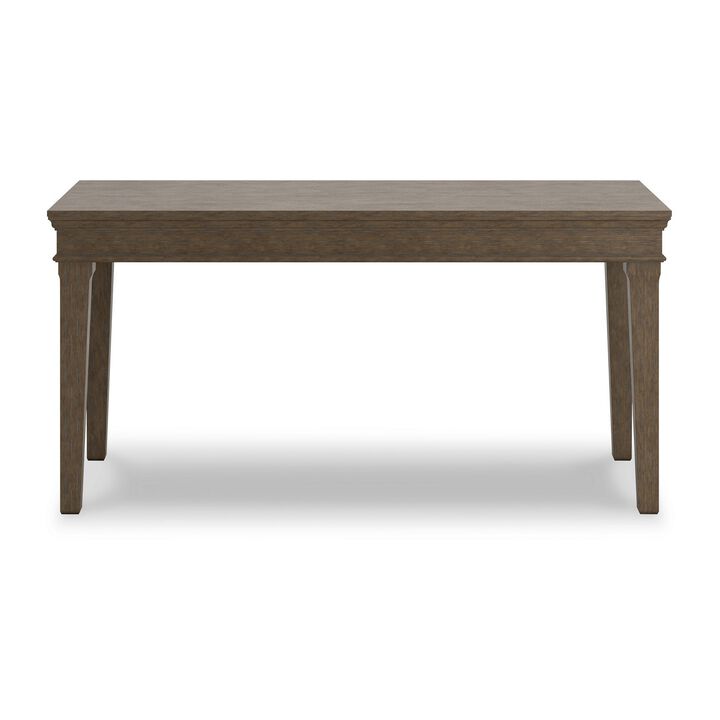 63 Inch Home Office Desk, Acacia Wood Top, Wire Brushed Weathered Gray-Benzara