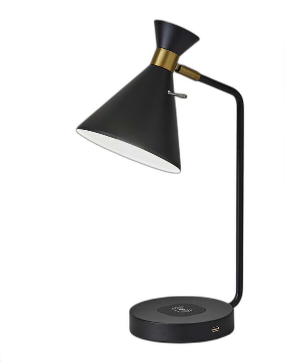 HomeRoots Asymmetrical Diabolo Black Metal Desk Lamp