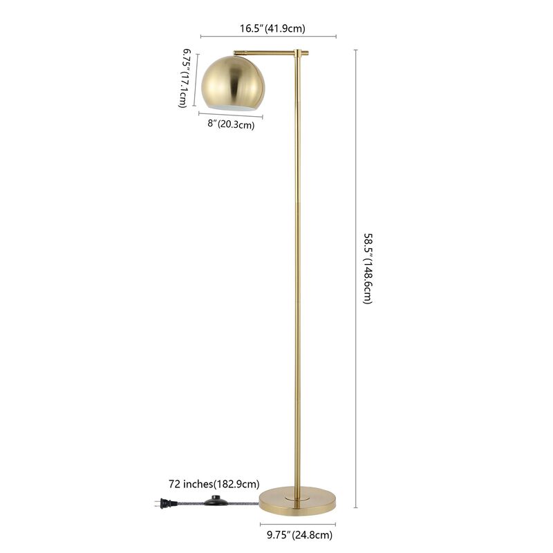 Eva 58.5" Modern Contemporary Iron LED Floor Lamp, Brass Gold