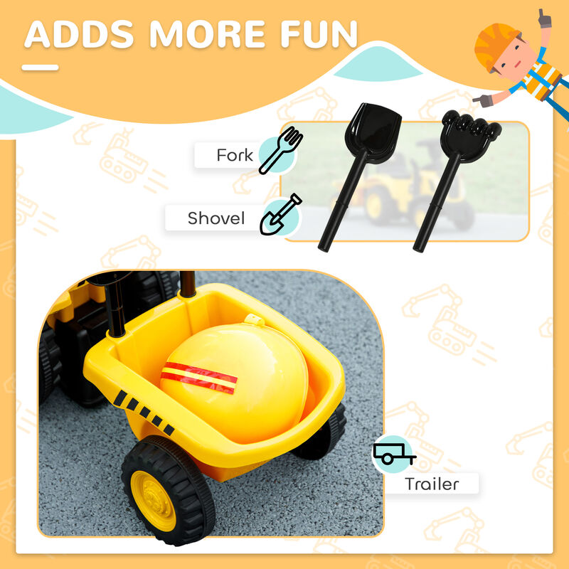 BreeBe Caterpillar Licensed Ride-On Construction Toy with Shovel & Trailer, No Power Ride-on Tractor image number 6