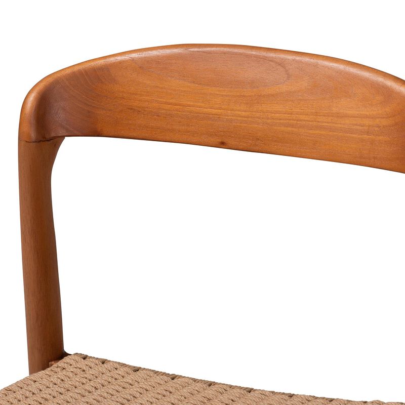 bali & pari Lorena Paper Loom Woven Dining Chair - Mahogany Wood Frame Accent Chair with Curved Back for Kitchen or Dining Room Seating image number 4